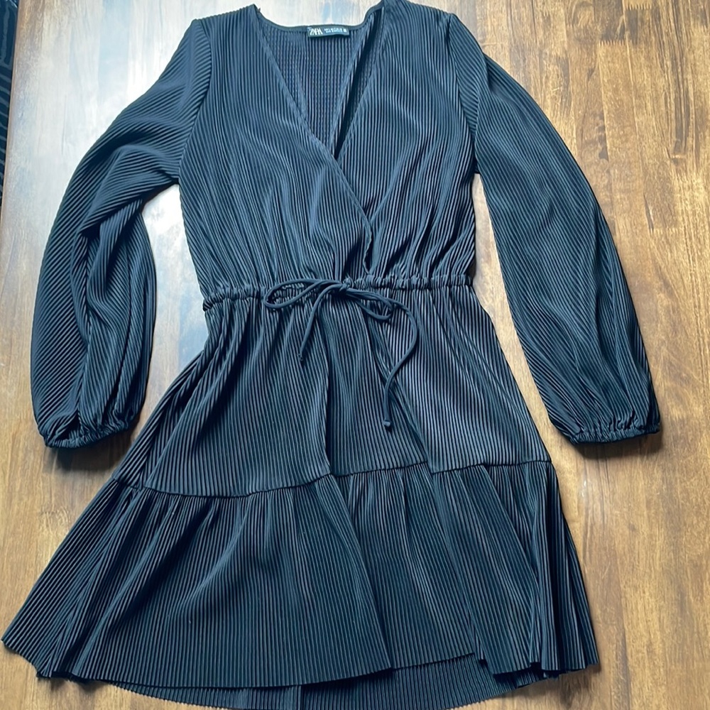 Black pleated Zara dress